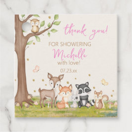 Rosa Brown Girl Woodland Animals Square Gåvor Etiketter