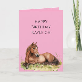 Rosa Brown Horse Birthday Kort