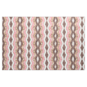 Rosa Brown Ikat Zigzag Mosaic Mönster Tyg