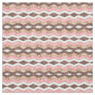 Rosa Brown Ikat Zigzag Mosaic Mönster Tyg