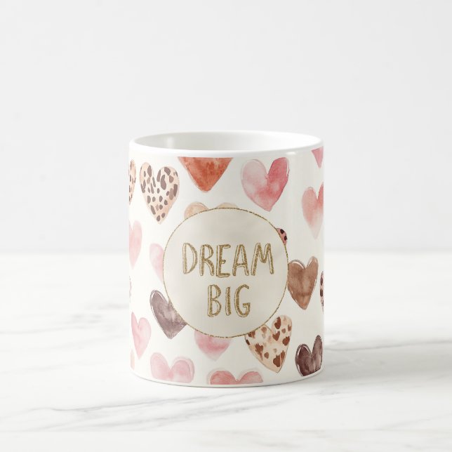 Rosa Brown Leopard Hearts Guld Glitter Dream Kaffemugg (Center)