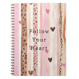 Rosa Brown Leopard Print Hearts Rand Anteckningsbok