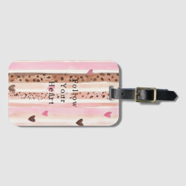 Rosa Brown Leopard Print Hearts Rand Bagagebricka