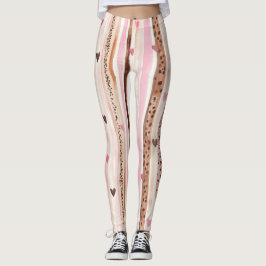 Rosa Brown Leopard Print Hearts Rand Leggings