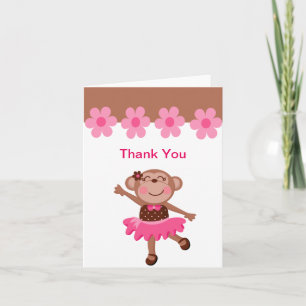 Rosa & Brown Monkey Dancing in Tutu Girl Tack Kort