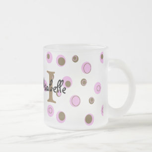 Rosa Brown Polka dots Monogrammed Frostad Glasmugg
