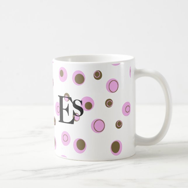 Rosa Brown Polka dots Monogrammed Kaffemugg (Höger)