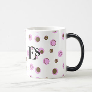 Rosa Brown Polka dots Monogrammed Magisk Mugg