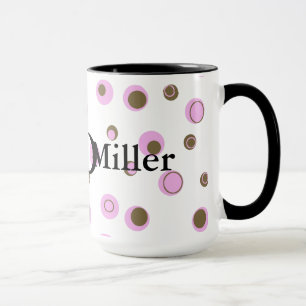 Rosa Brown Polka dots Monogrammed Mugg