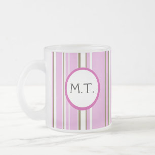Rosa Brown Rand Monogram Frostad Glasmugg