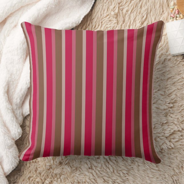 Rosa Brown Stripe Mönster Kudde (Filt)