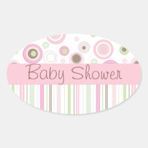 Rosa Brown Sweet Girl Polka Dot Baby Shower Ovalt Klistermärke