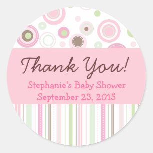 Rosa Brown Sweet Girl Polka Dot Favor Sticker Runt Klistermärke