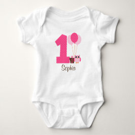 Rosa Brown Uggla Polka Dot 1st Birthday Girl T-shirt