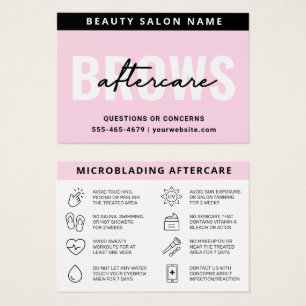 Rosa Brows Aftercare PMU Brow Instructions Card Visitkort