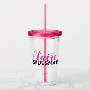 Rosa brudtärnanamn för brudens sida på take away mugg