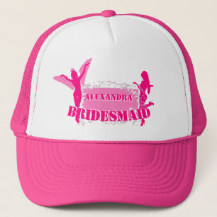 Rosa brudtärnor möhippa lastbilschaufförshatt keps