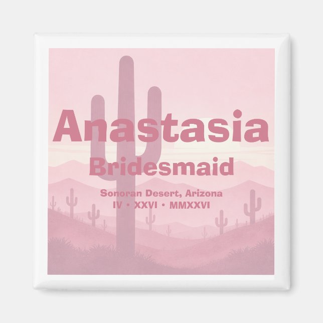 Rosa brudtjänstgift – Personlig brudtjänst Magnet (Framsidan)