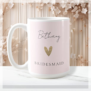 Rosa brudtjejshjärta modern script kaffemugg