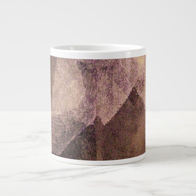 Rosa brun abstrakt som målar penseldrag jumbo mugg (Framsidan)