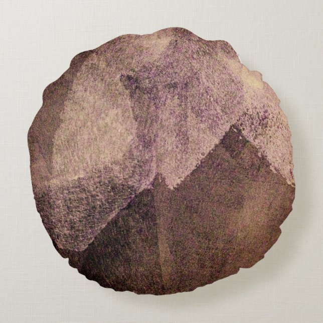 Rosa brun abstrakt som målar penseldrag rund kudde (Baksidan)