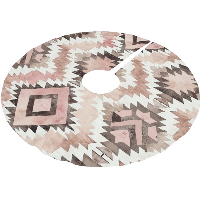 Rosa Brun Aztec    Julgransmatta Borstad Polyester (Vinklad)