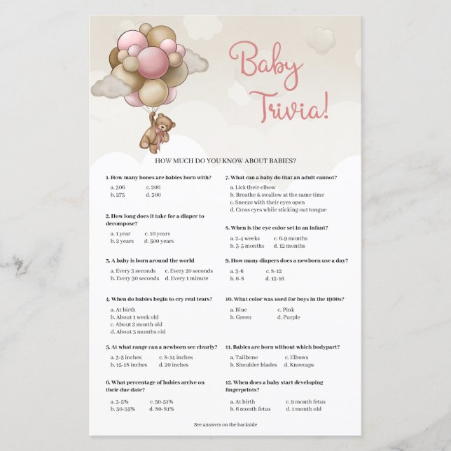 Rosa brun ballonger Baby Trivia  baby (Framsida)