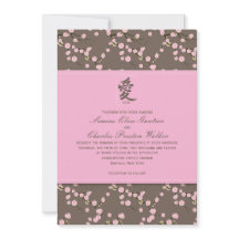 Rosa, Brun Cherry Blommars bröllopsinbjudan