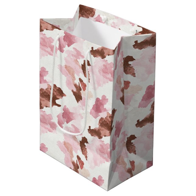 Rosa Brun Cowgirl Ko Print Djur Bröllopsdusch (Framsidan Vinklad)