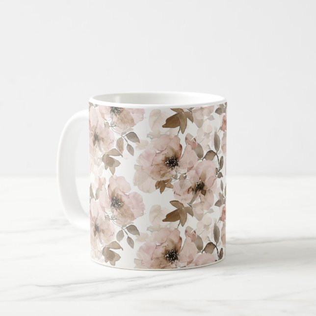Rosa Brun Cowgirl Sydvästlig Blomma  Kaffemugg (Framsida vänster)
