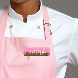 Rosa Brun Frosting Dropp Bageri Namnbricka
