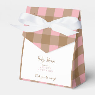 Rosa & Brun Gingham Tacksamhetslåda för Babyfest Presentaskar