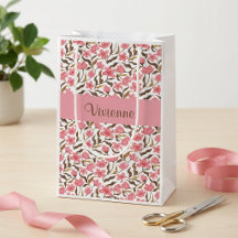 Rosa Brun Guld Vildblomma Akvarell Monogram