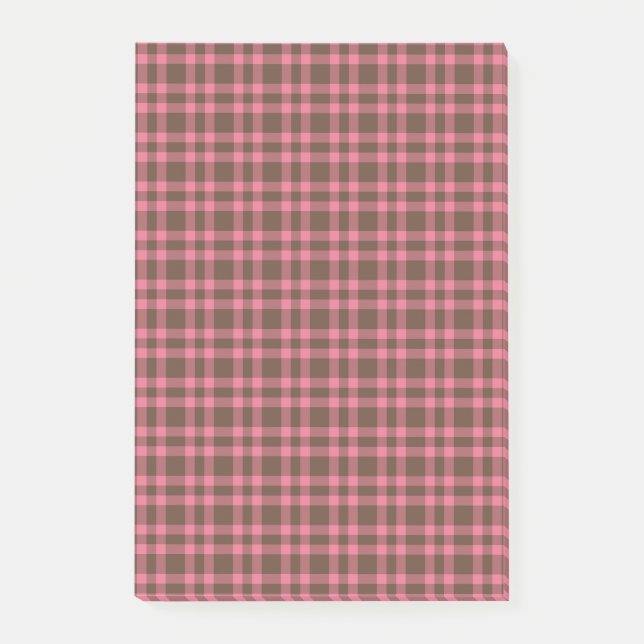 Rosa Brun Karomönster Post-it Block (Framsida)