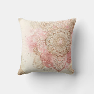 Rosa Brun Kräm Mandala Boheme Boho Mode Kudde