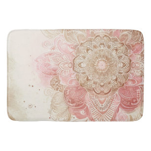 Rosa Brun Kräm Mandala Bohemisk Boho Mode Badrumsmatta