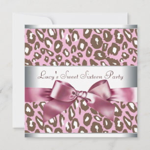 Rosa Brun Leopardyngeln Sweet Sixteen Födelsedagsf Inbjudningar