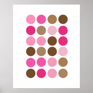Rosa & Brun punkter Modern Art Mönster Abstrakt Poster