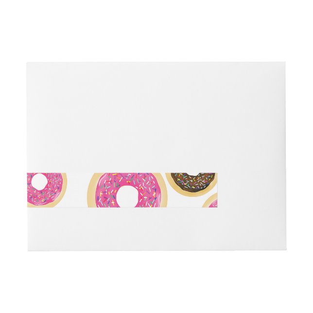 Rosa & brun Sprinkle Donuts Modern Födelsedagsfest Etikettband (Framsidan)