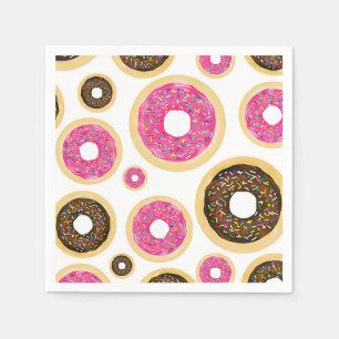 Rosa & brun Sprinkle Donuts Modern Födelsedagsfest Pappersservett