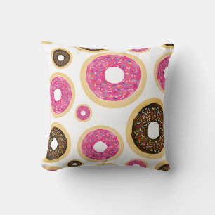Rosa & brun Sprinkle Donuts Modern Roligt Cute Kudde