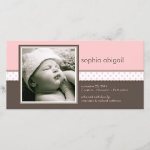 Rosa Brun Sweet Flicka Birth Notice of Meddelande