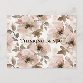 Rosa Brun Sydvästlig Blommig Tänker på dig Vykort