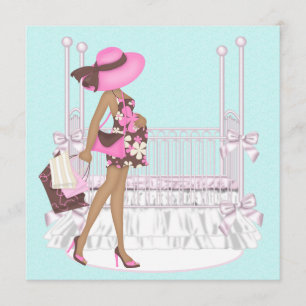 Rosa Brun Teal Blå Bebis Babyshower Inbjudningar