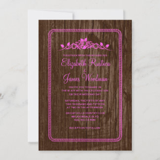 Rosa & brun Vintage Barn Wood Wedding bjudits in Inbjudningar