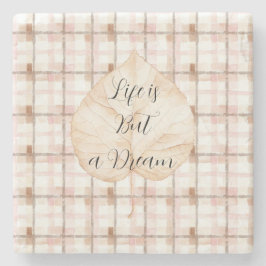 Rosa Brun Vit Rutig Randig Blad Stenunderlägg