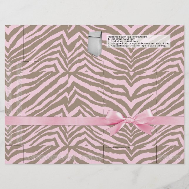 Rosa/brun Zebra med menyfliksområdet, favoritsidor (Framsida)