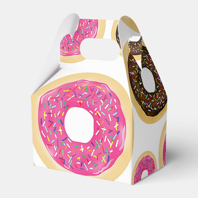Rosa & Bruna glasyr Donuts Modern Födelsedagsfesti Presentaskar (Framsidan Sidan)