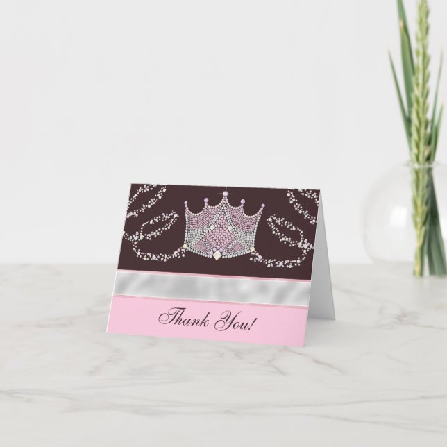 Rosa Bruna Prinsessa Tacksamhetskort Tack Kort (Framsida)