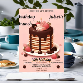 rosa Brunch 30års födelsedag Inbjudningar